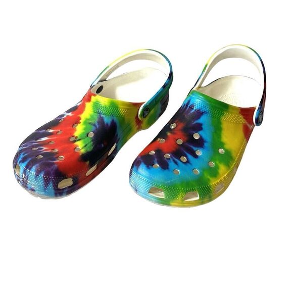 Crocs Retro Classic Clog Womens Sz 12 Tie Dye Multicolor Slip On Shoe Mens Sz 10 - Picture 3 of 11